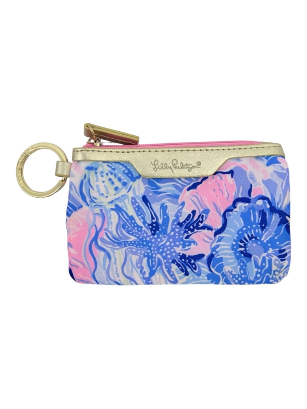 LILLY PULITZER New Coin Purse Change Wallet ID Case Key Chain Zipper